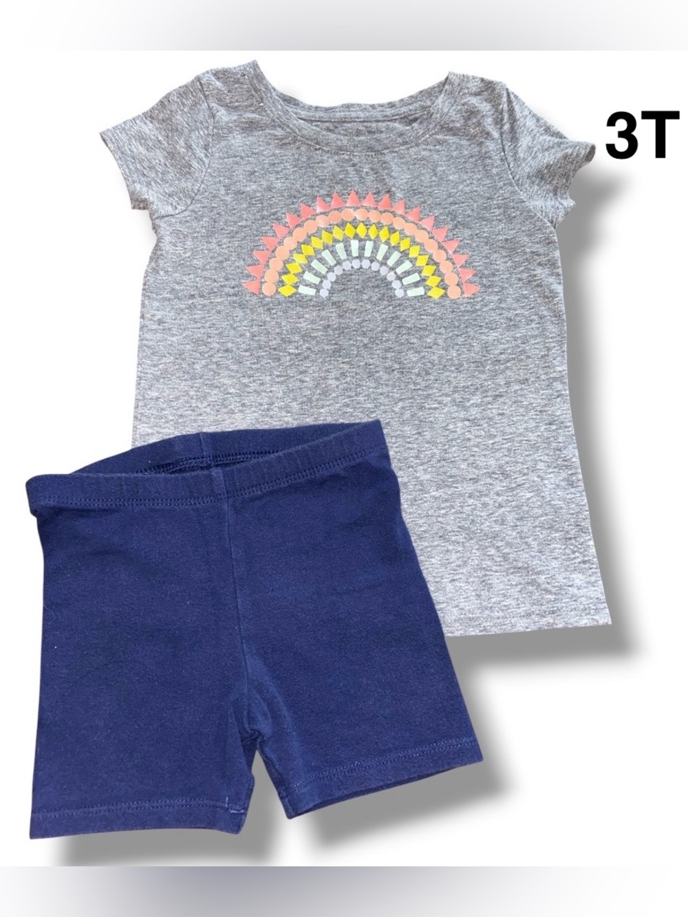 Cat & Jack Gray Tee with Coral, Peach, Yellow, Mint & Navy Accents